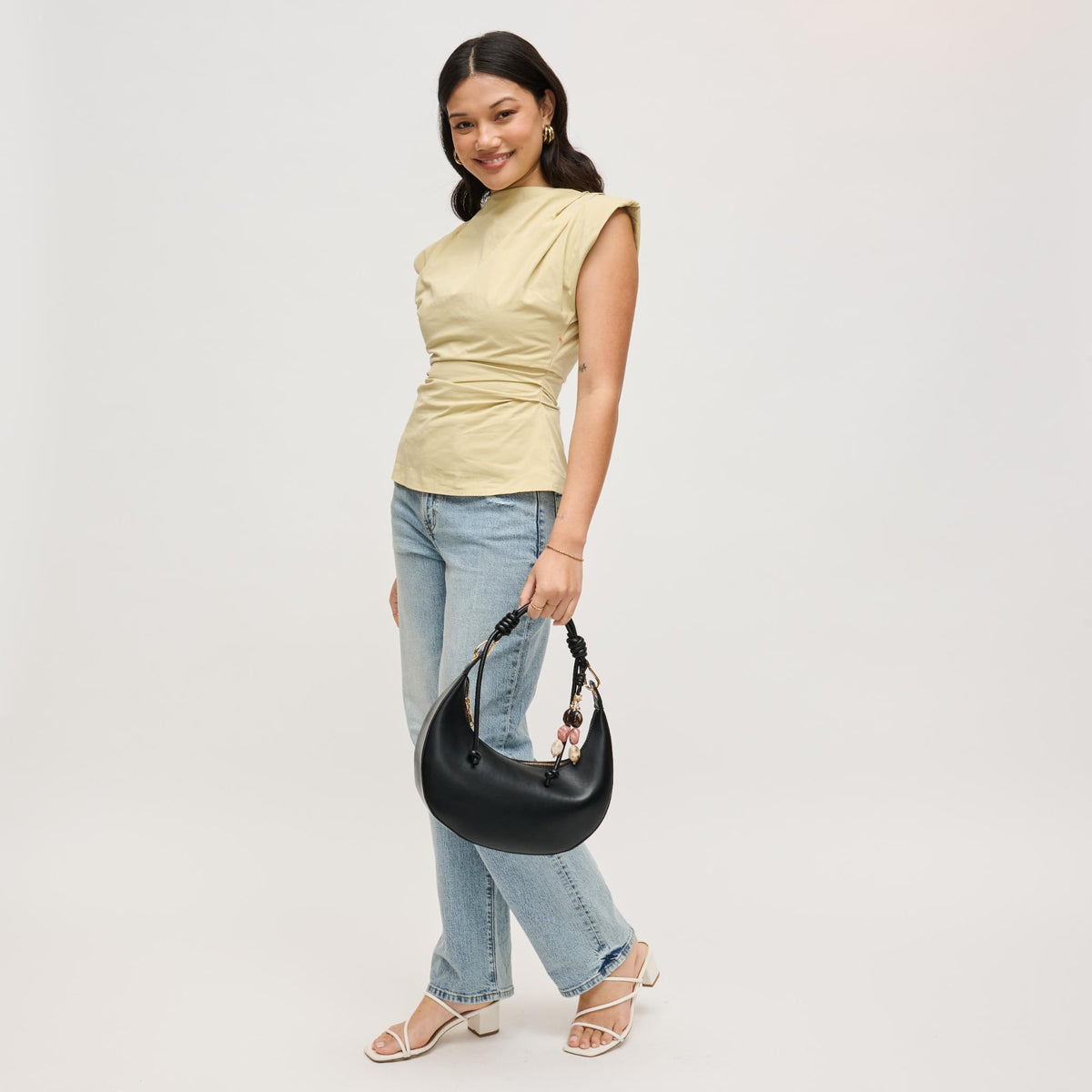 Woman wearing Black Urban Expressions Emilia Hobo 840504206429 View 3 | Black