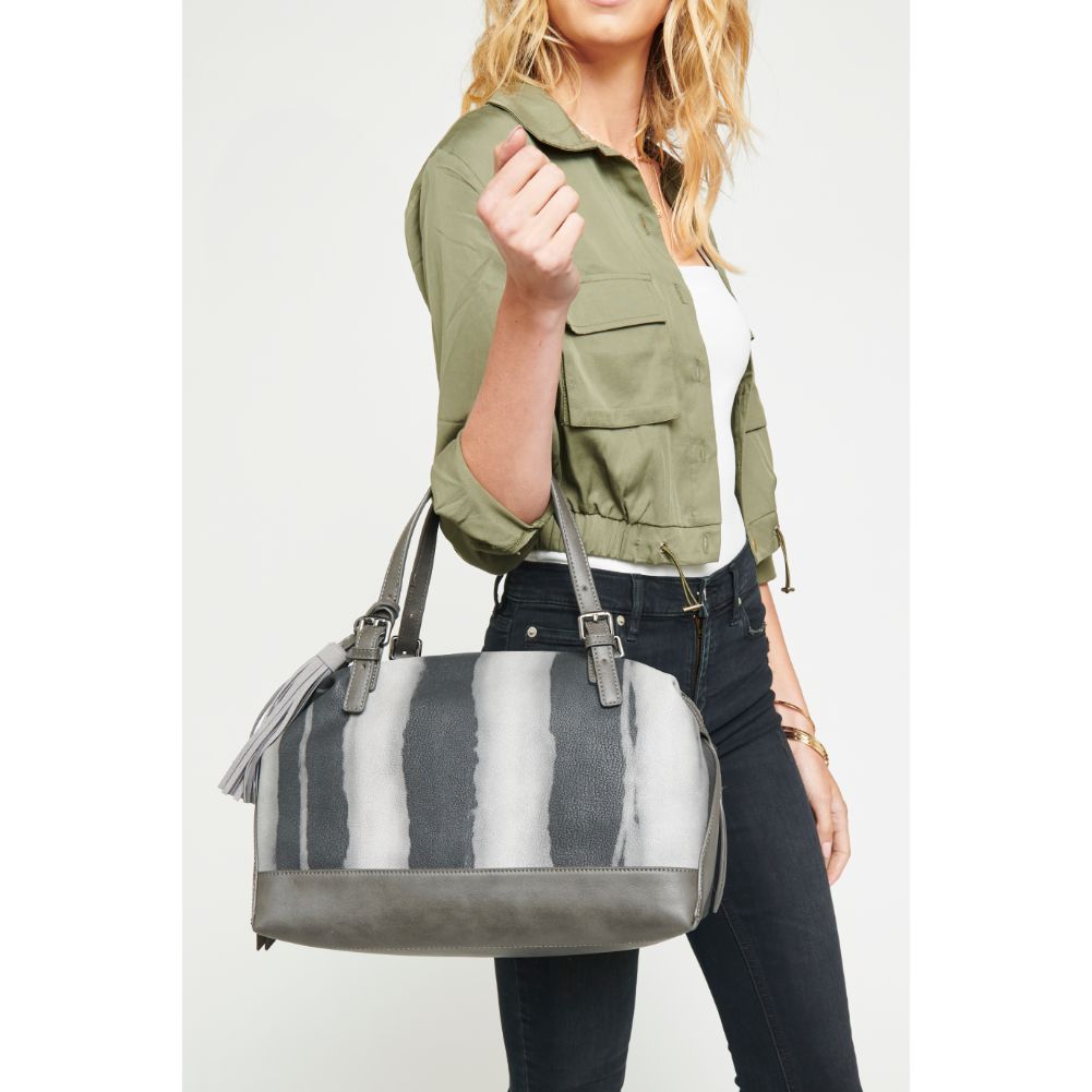 Woman wearing Grey Urban Expressions Wilder Satchel 840611122551 View 1 | Grey