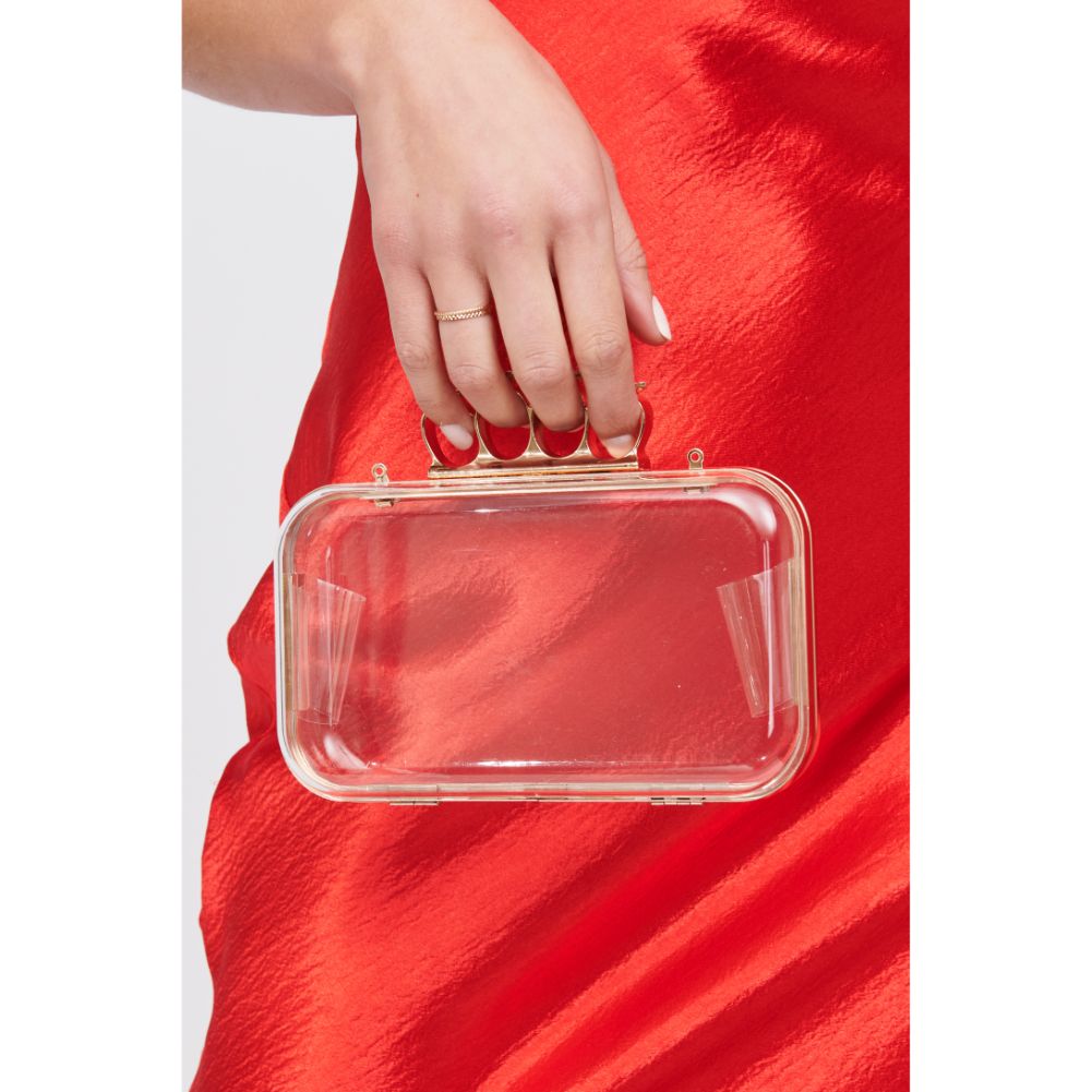 Woman wearing Clear Urban Expressions Crystelle Minaudiere 818209016872 View 4 | Clear