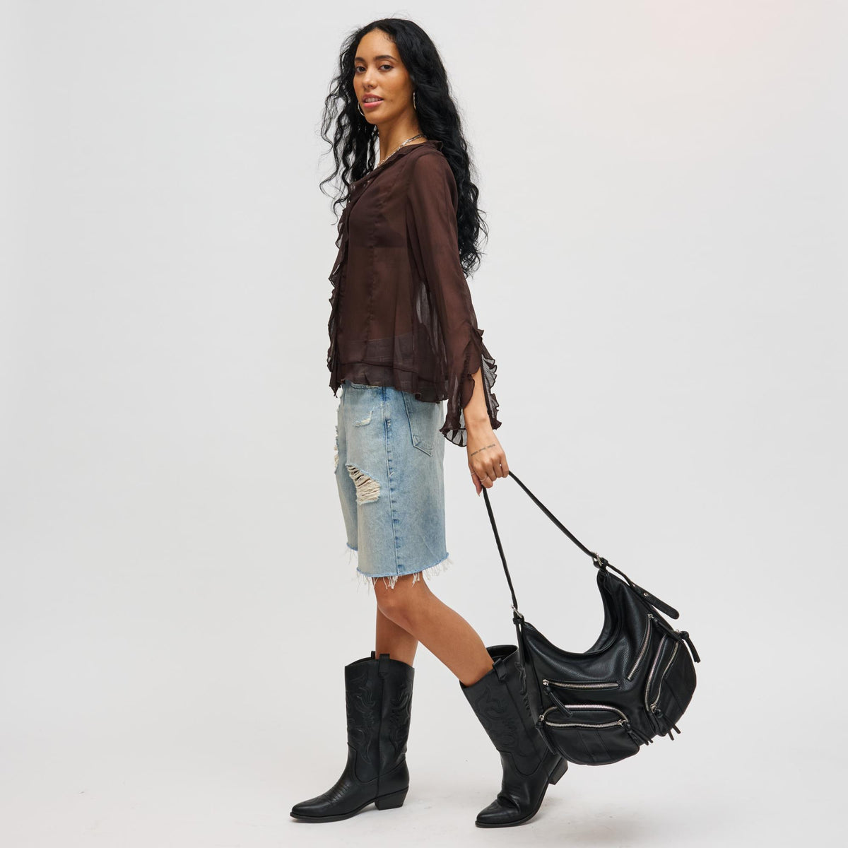 Woman wearing Black Urban Expressions Christine Hobo 840611198945 View 4 | Black