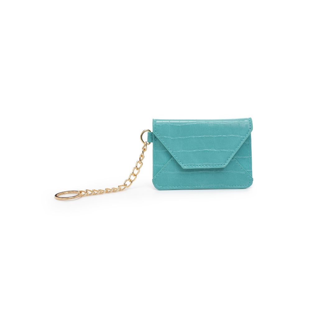 Woman wearing Turquoise Urban Expressions Gia - Croco Card Holder 840611181831 View 5 | Turquoise