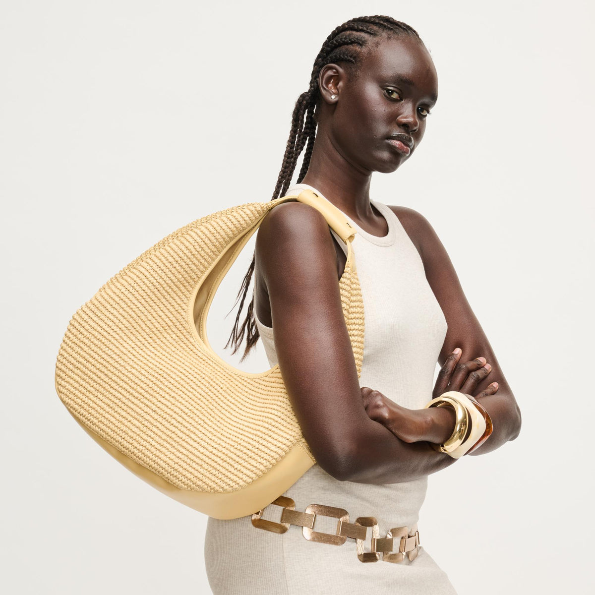 Woman wearing Natural Urban Expressions Zoey Tote 840504204760 View 2 | Natural