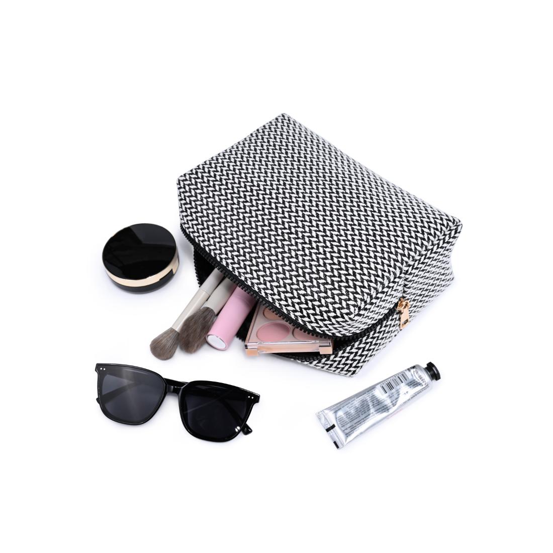 Woman wearing Black Urban Essentials Switchback Cosmetic & Travel Organizer Pouch 840504207563 View 1 | Black