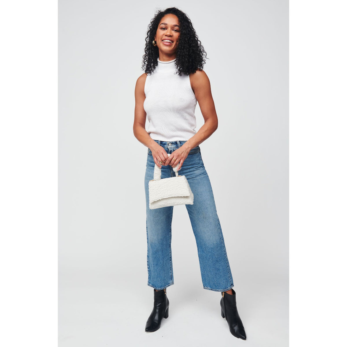 Woman wearing Ivory Urban Expressions Merino Top Handle 818209012294 View 4 | Ivory