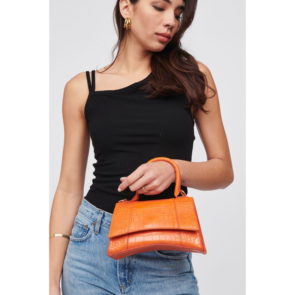 Woman wearing Tangerine Urban Expressions Lucas - Croco Crossbody 818209018418 View 1 | Tangerine