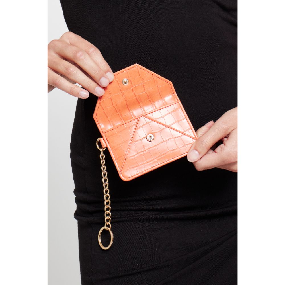 Woman wearing Tangerine Urban Expressions Gia - Croco Card Holder 840611181824 View 2 | Tangerine