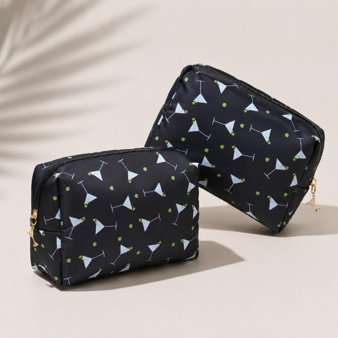 Woman wearing Black Urban Essentials Martini Moment Cosmetic & Travel Organizer Pouch 840504210112 View 2 | Black