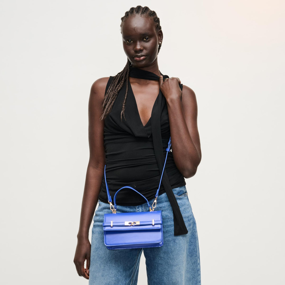 Woman wearing Electric Blue Urban Expressions Lily Crossbody 840504205828 View 3 | Electric Blue