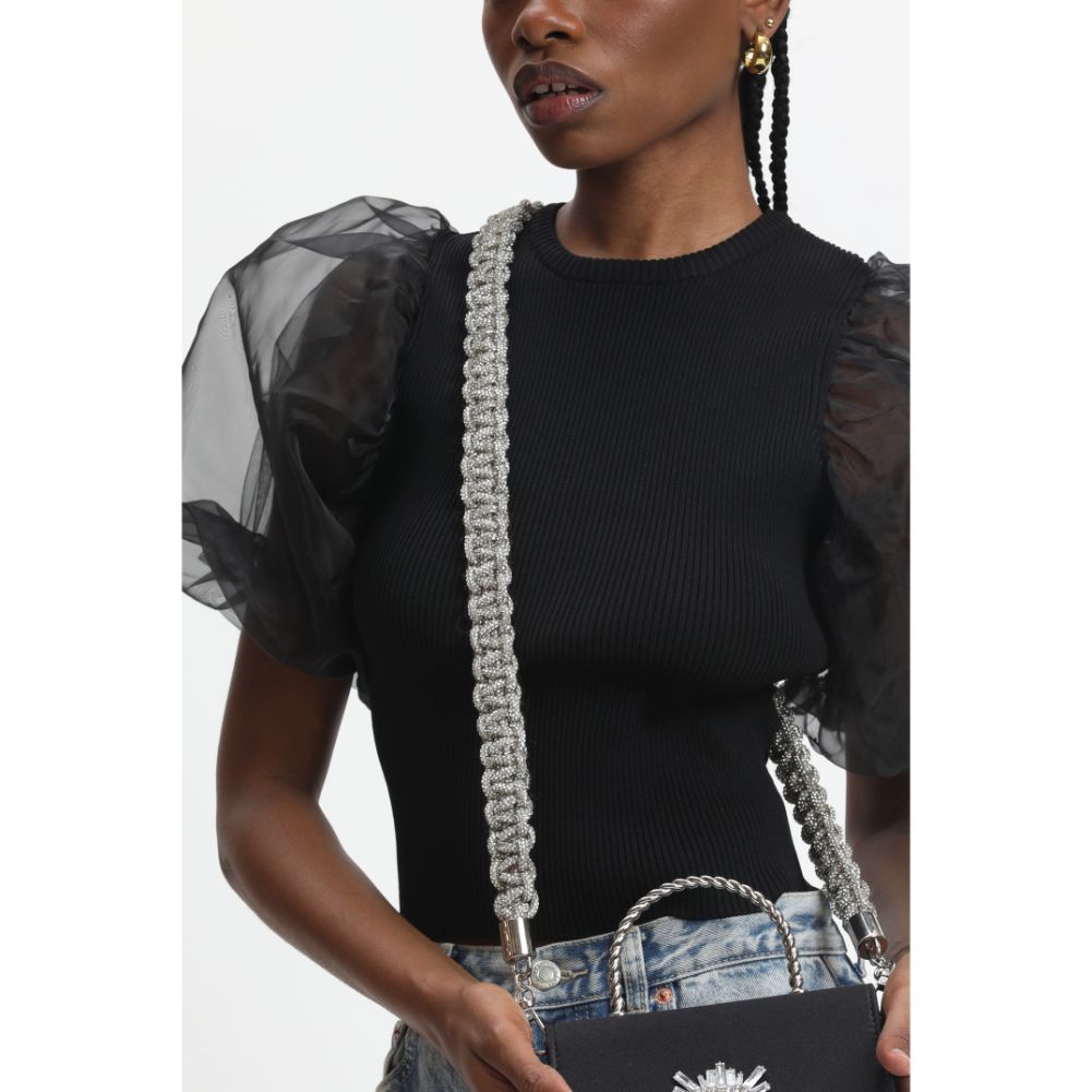 Woman wearing Silver Urban Expressions Silas Shoulder Strap 840611116369 View 1 | Silver