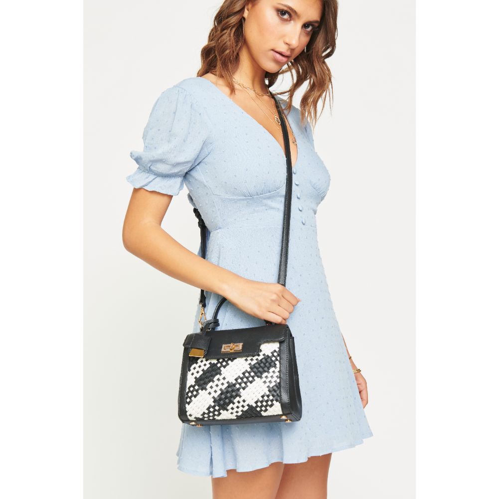 Woman wearing Black White Urban Expressions Marcia Crossbody 840611170378 View 1 | Black White