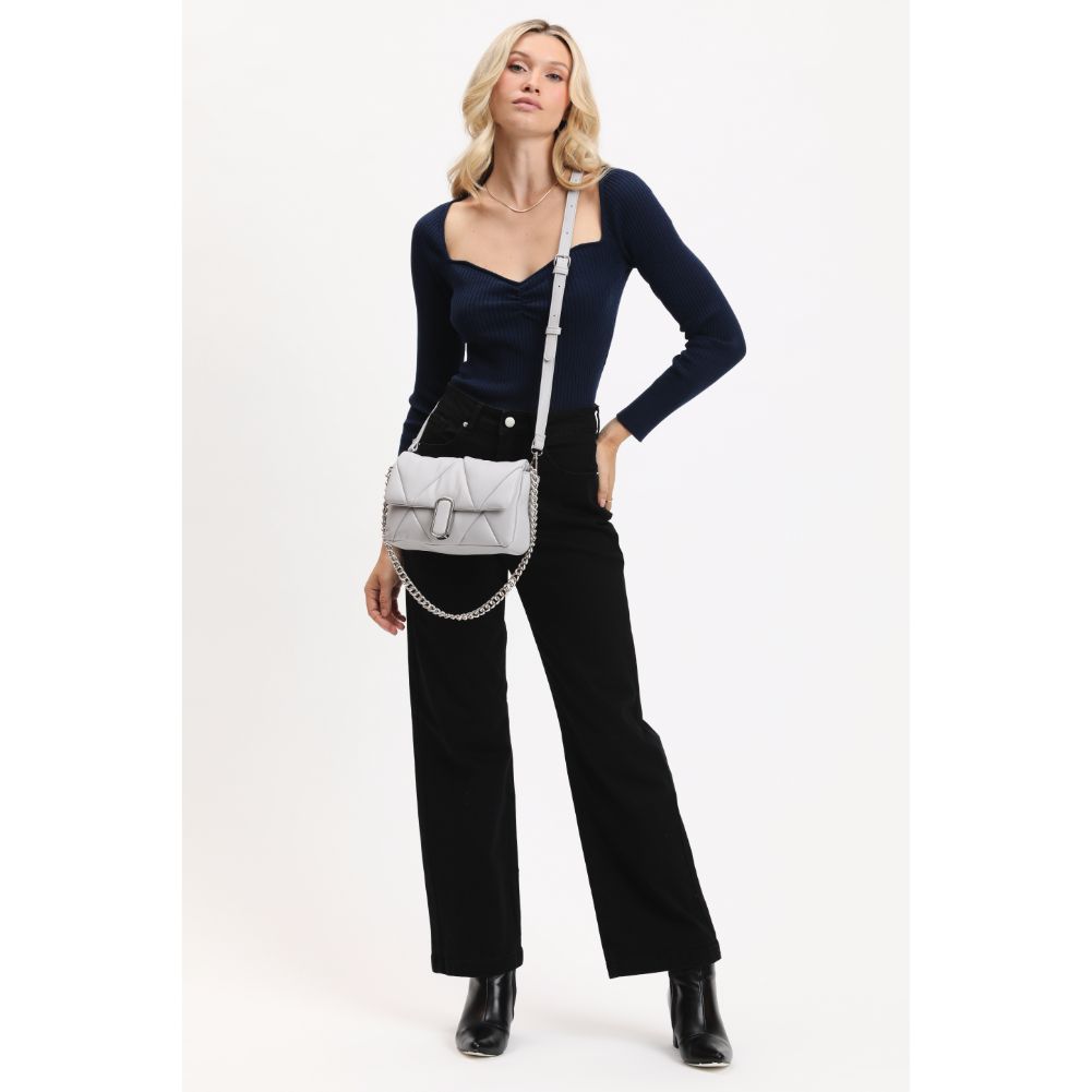 Woman wearing Grey Urban Expressions Anderson Crossbody 840611113818 View 2 | Grey