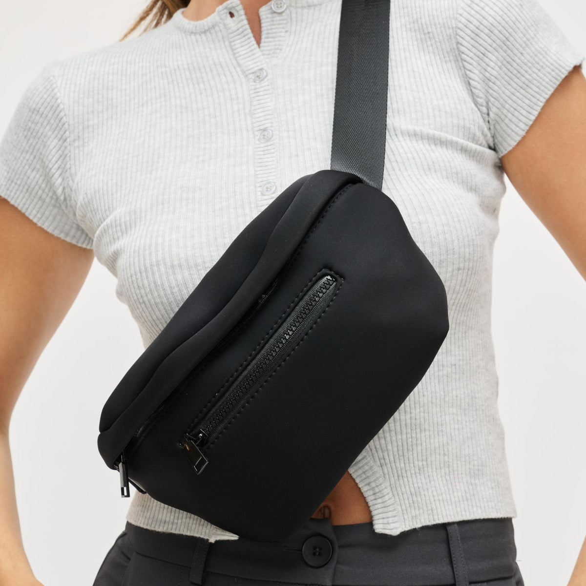Woman wearing Black Urban Expressions Celestine Belt Bag 840504200199 View 4 | Black