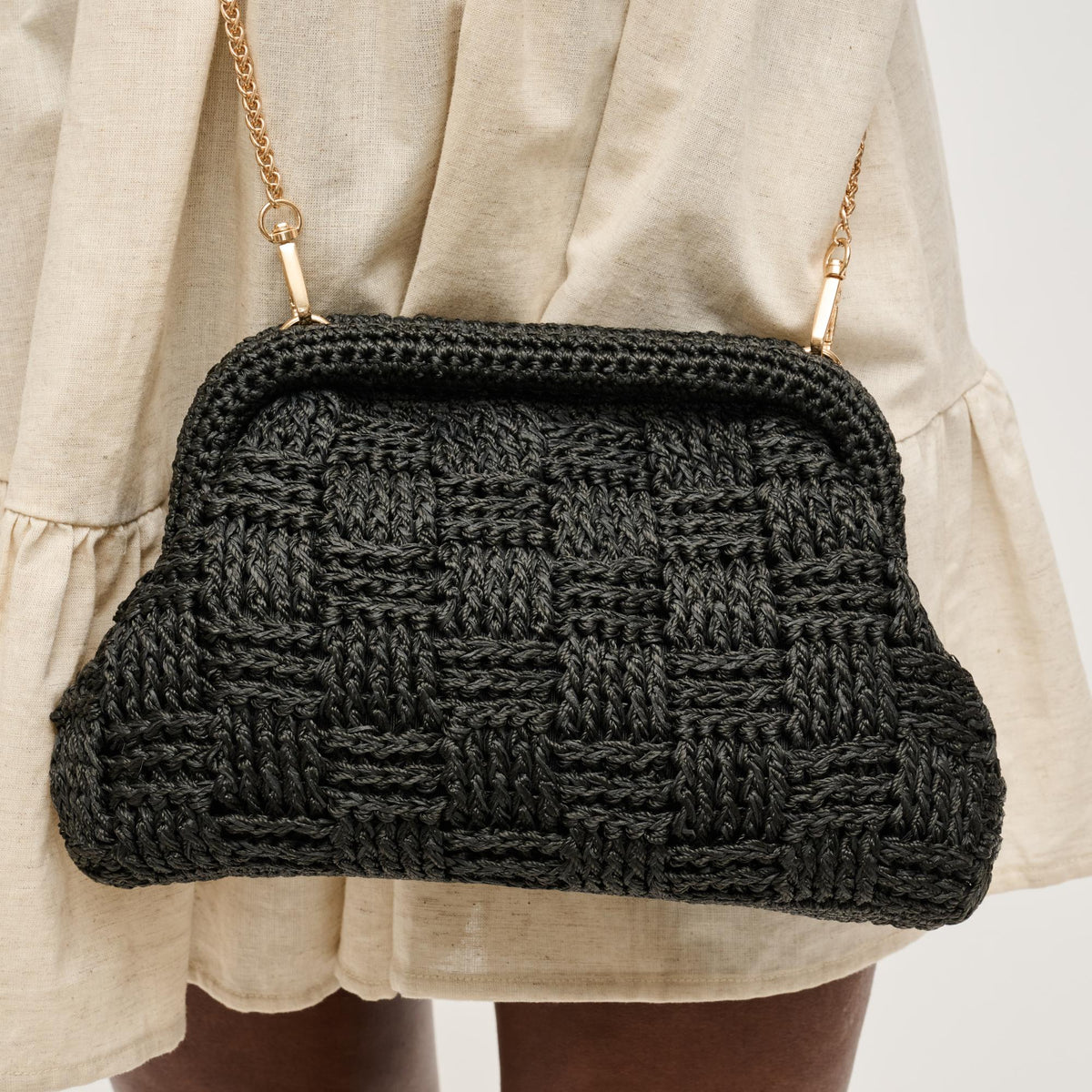 Woman wearing Black Urban Expressions Annie Clutch 840611146250 View 4 | Black