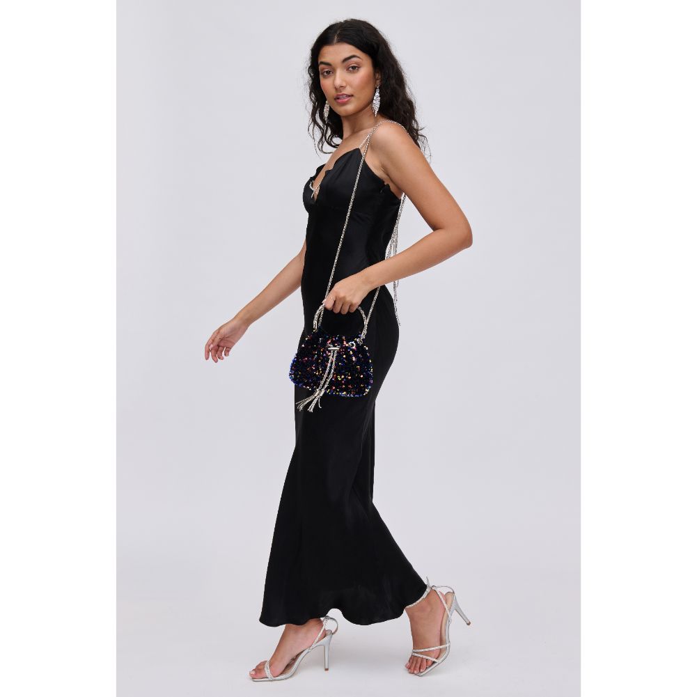 Woman wearing Confetti Urban Expressions Starsha Evening Bag 840611113504 View 3 | Confetti