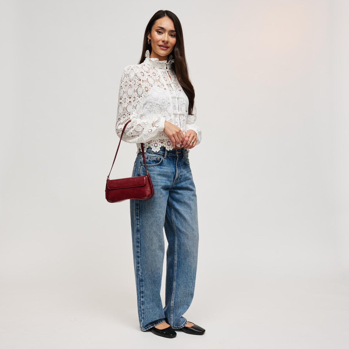 Woman wearing Wine Urban Expressions Jameson Shoulder Bag 840504212123 View 4 | Wine