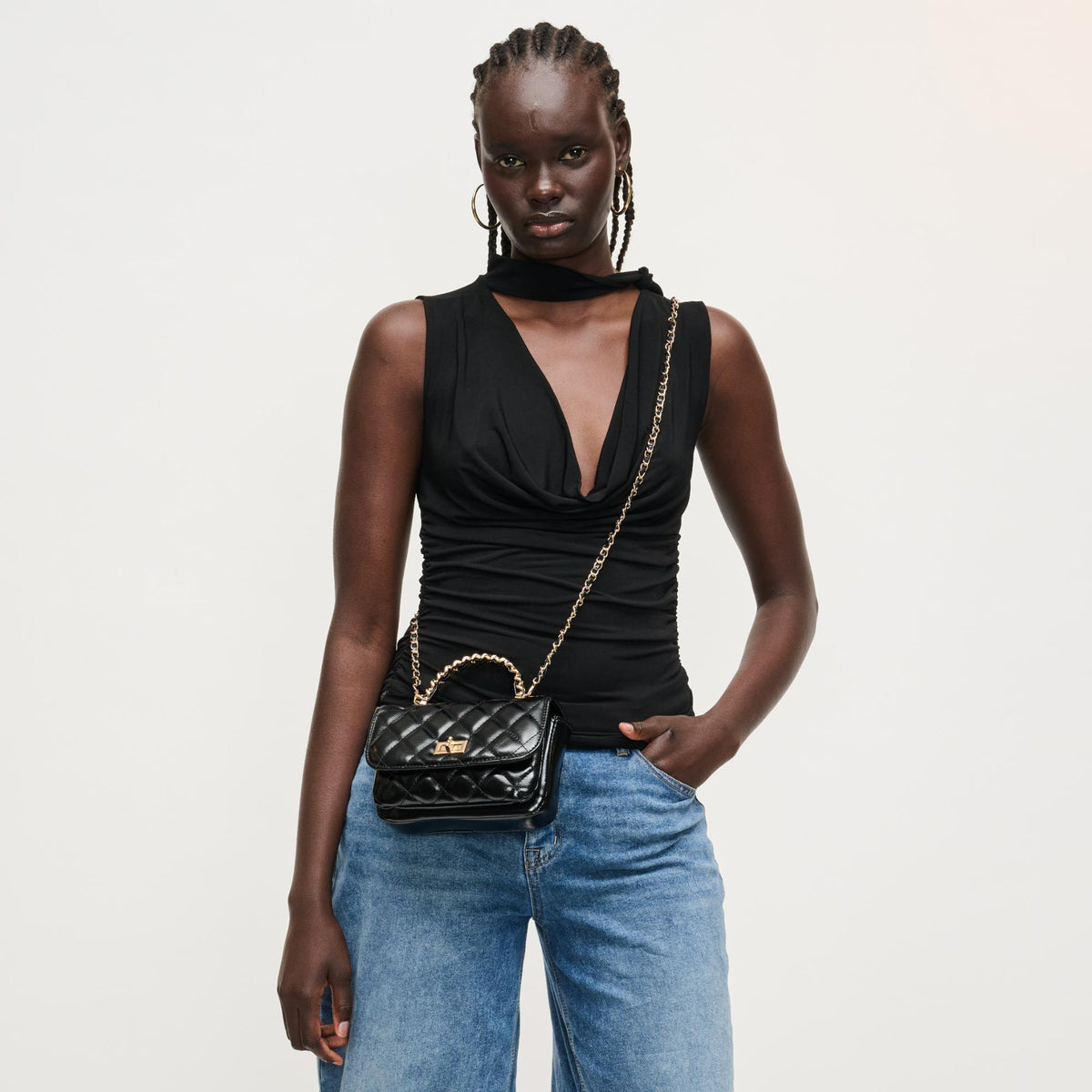 Woman wearing Black Urban Expressions Leo Crossbody 840504205040 View 3 | Black
