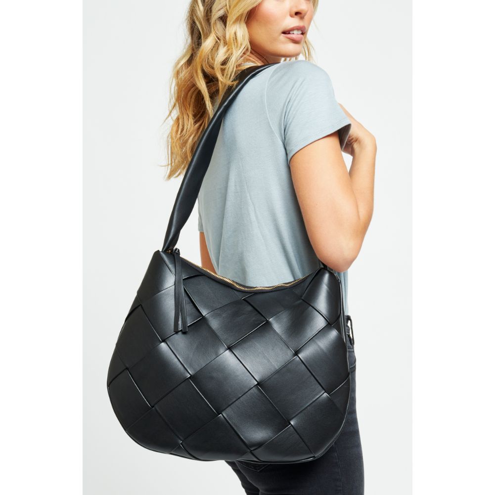 Woman wearing Black Urban Expressions Mira Messenger 840611179272 View 1 | Black