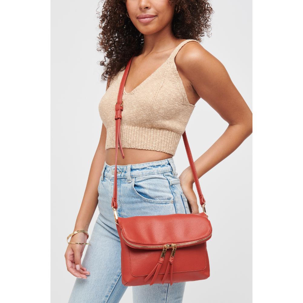Woman wearing Rust Urban Expressions Debra Crossbody 840611184696 View 1 | Rust