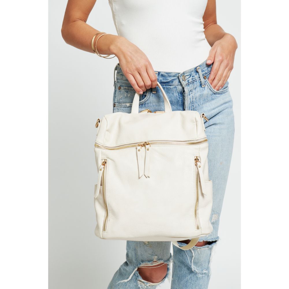 Woman wearing Cream Urban Expressions Jefferson Backpack 840611179760 View 4 | Cream