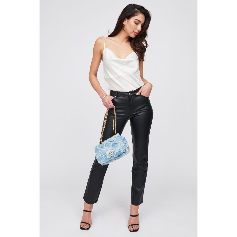 Woman wearing Denim Urban Expressions Arabella Crossbody 818209017053 View 3 | Denim
