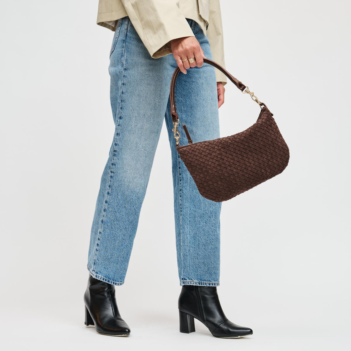 Woman wearing Espresso Urban Expressions Jordan - FS Crossbody 840504211805 View 3 | Espresso