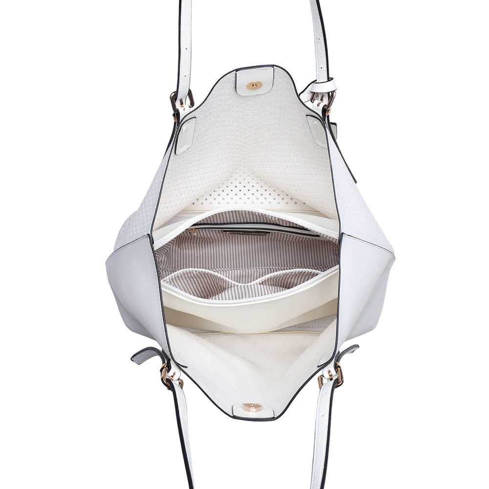 Woman wearing White Urban Expressions Payson Tote NA-840611141040 View 9 | White