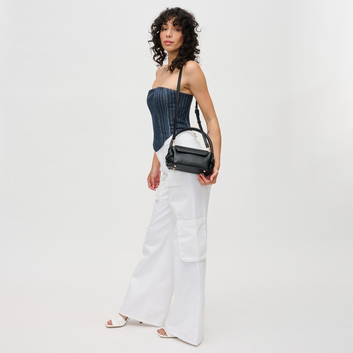 Woman wearing Black Urban Expressions Devin Crossbody 840611192011 View 3 | Black