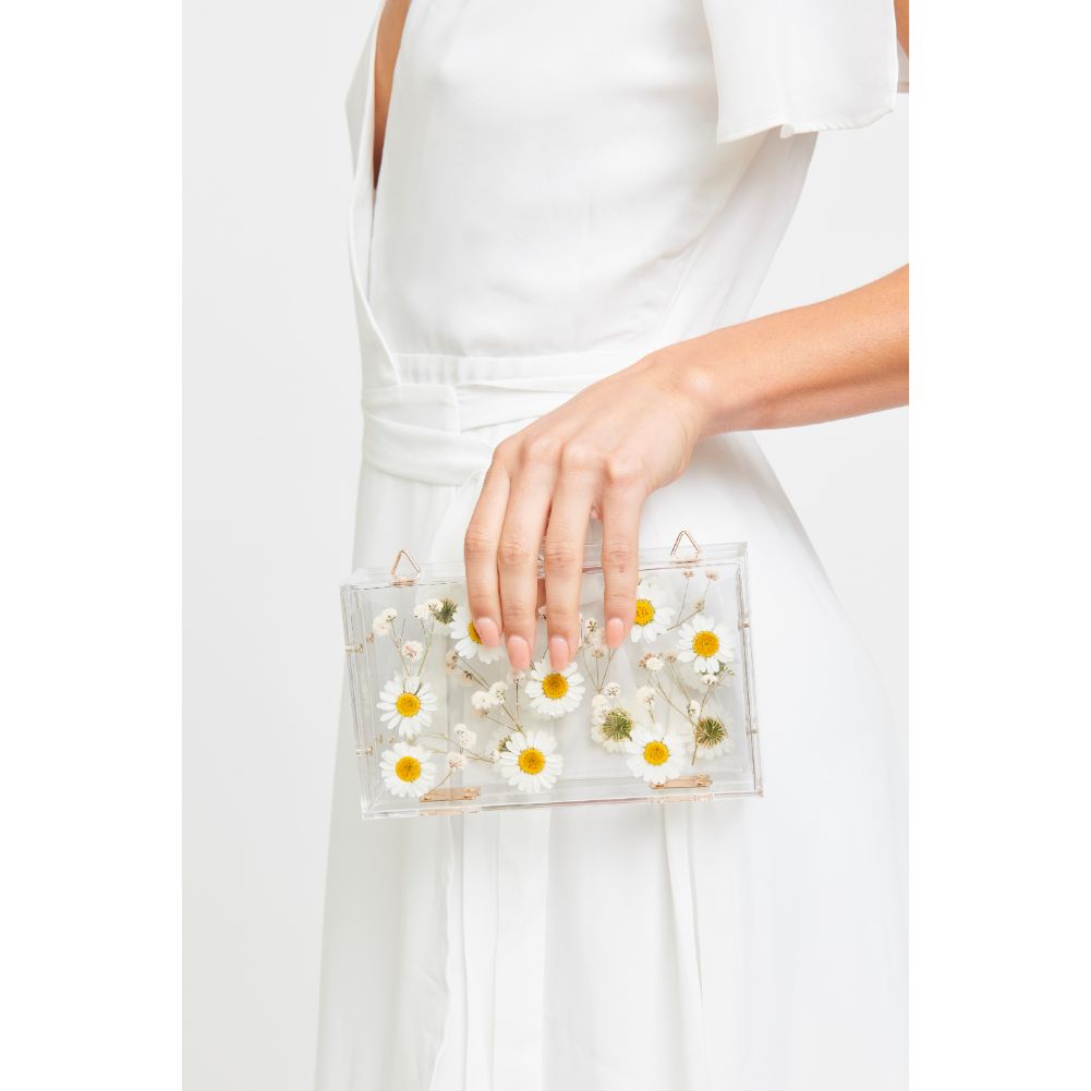 Woman wearing White Urban Expressions Fiore Evening Bag 840611180384 View 3 | White