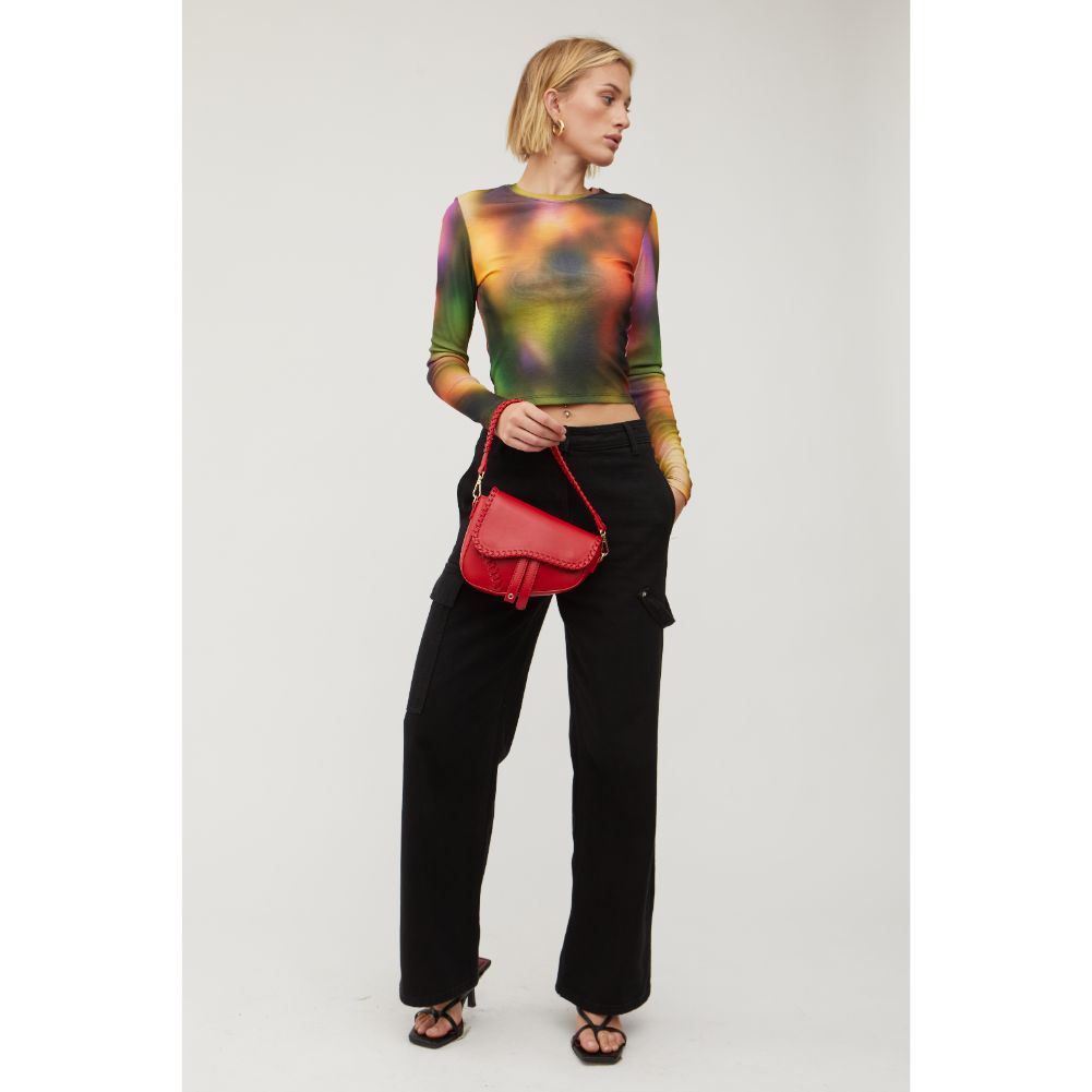 Woman wearing Red Urban Expressions Sloane Crossbody 840611109705 View 4 | Red