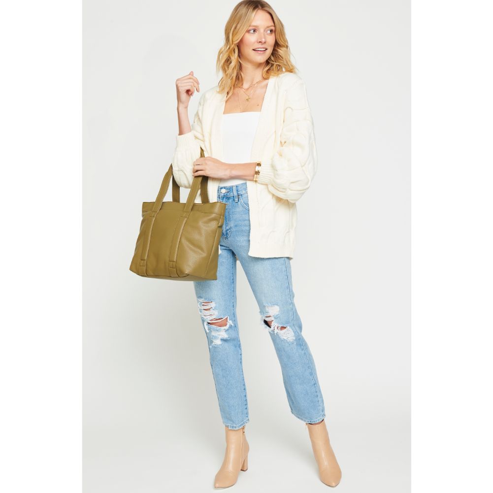 Woman wearing Olive Urban Expressions Finn Tote NA-840611156068 View 3 | Olive