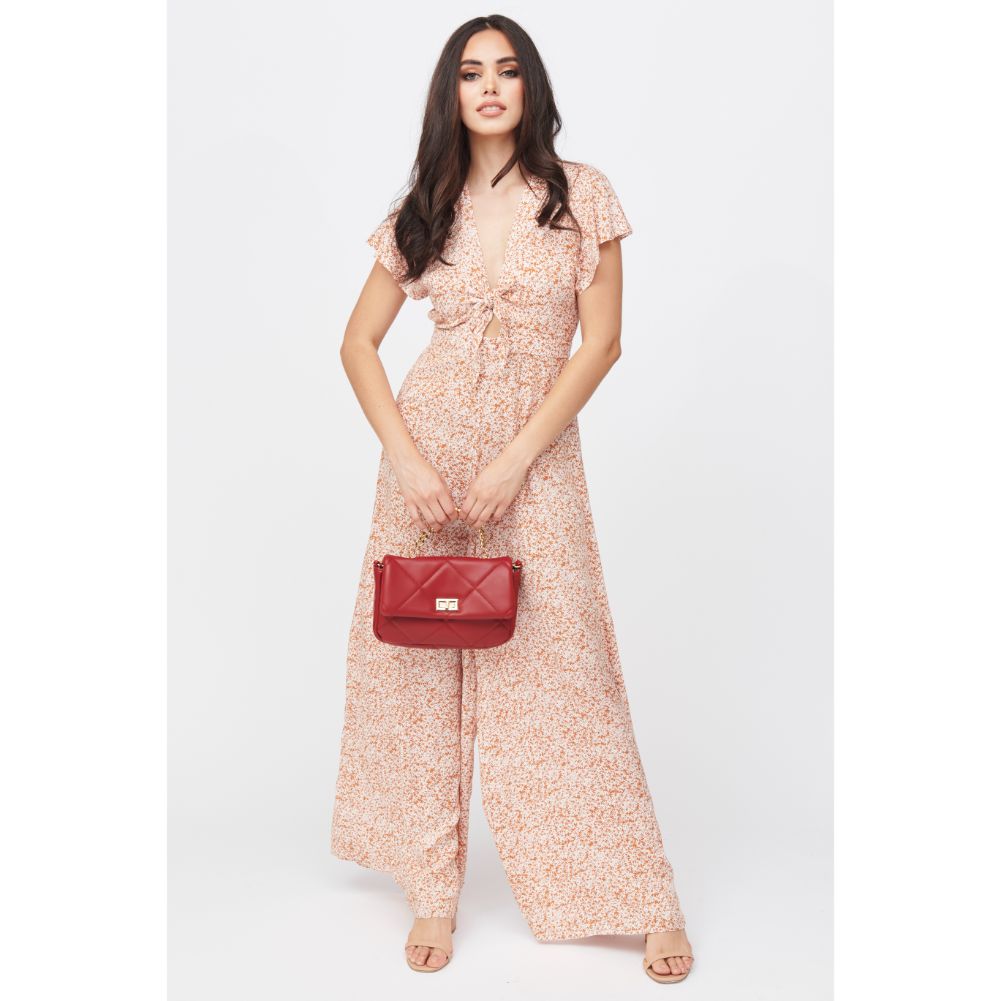 Woman wearing Crimson Urban Expressions Emily Crossbody 840611122162 View 3 | Crimson