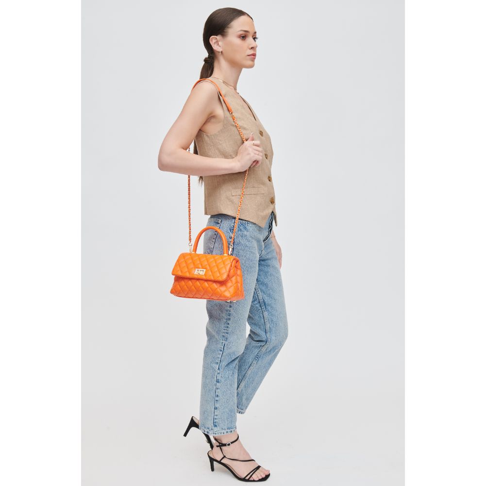 Woman wearing Tangerine Urban Expressions Cordelia - Quilted Crossbody 840611106346 View 2 | Tangerine