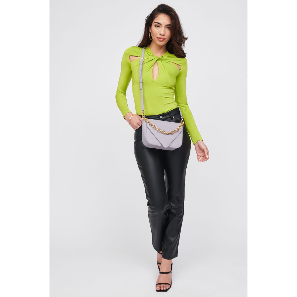Woman wearing Lavender Urban Expressions Rosamund Crossbody 818209019408 View 3 | Lavender