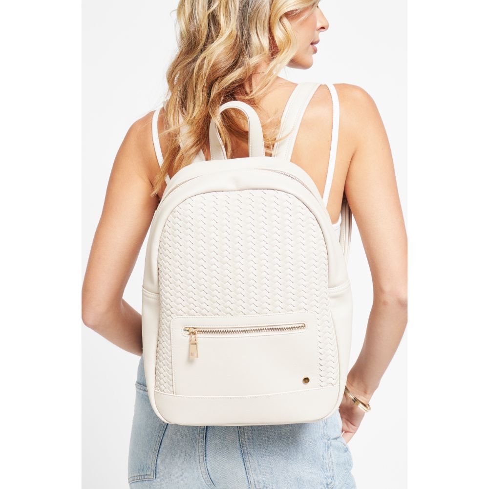 Woman wearing Oatmilk Urban Expressions Becca Backpack 840611178725 View 1 | Oatmilk
