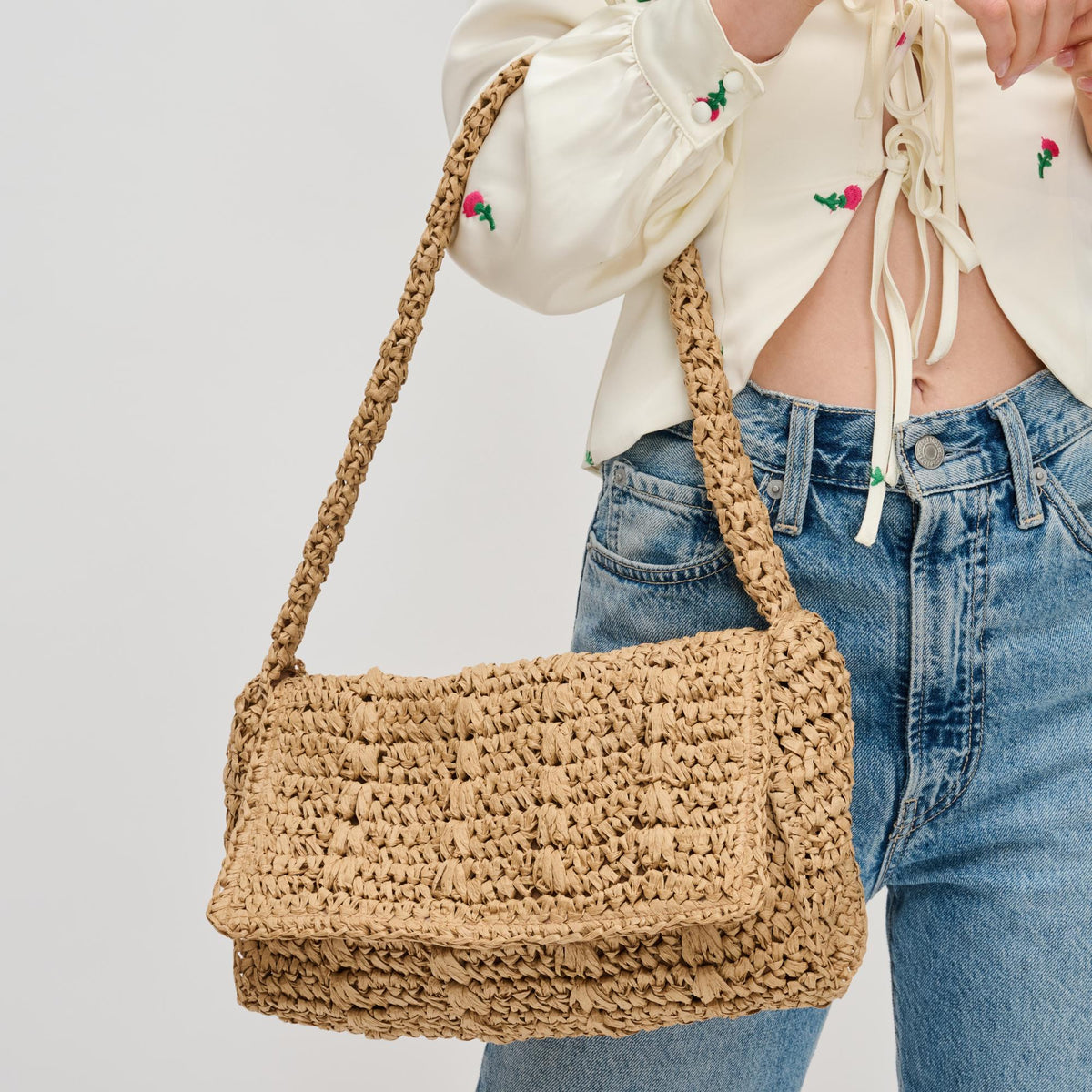 Woman wearing Natural Urban Expressions Anika Crossbody 840611124609 View 1 | Natural