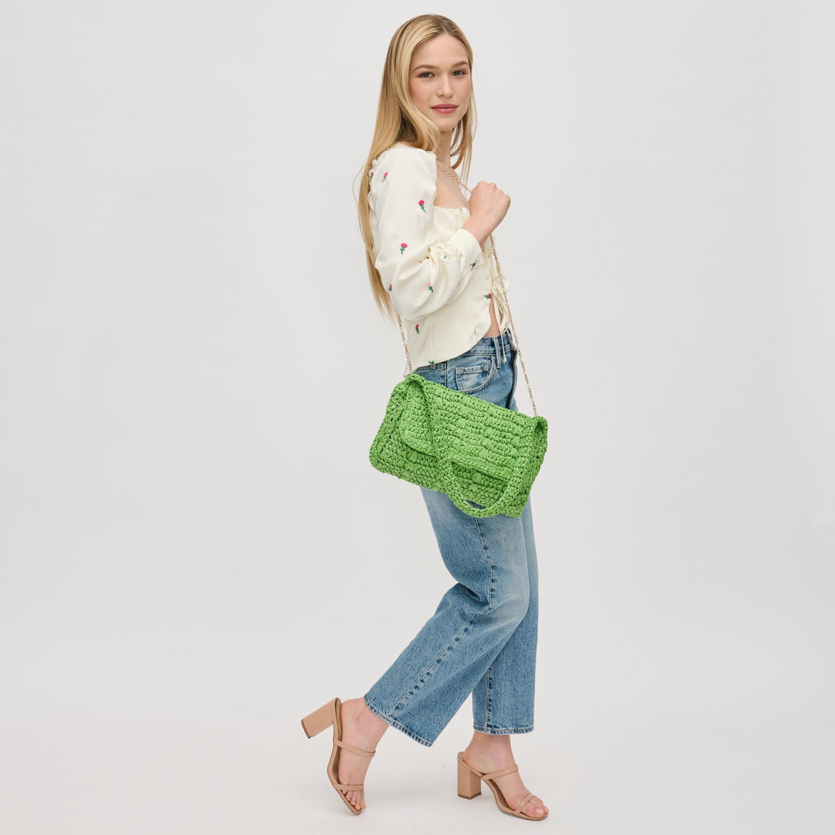 Woman wearing Green Urban Expressions Anika Crossbody 840611124623 View 4 | Green