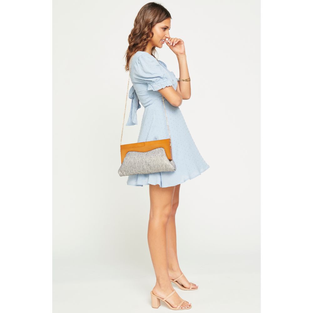 Woman wearing Navy Urban Expressions Calypso Clutch 840611182180 View 4 | Navy