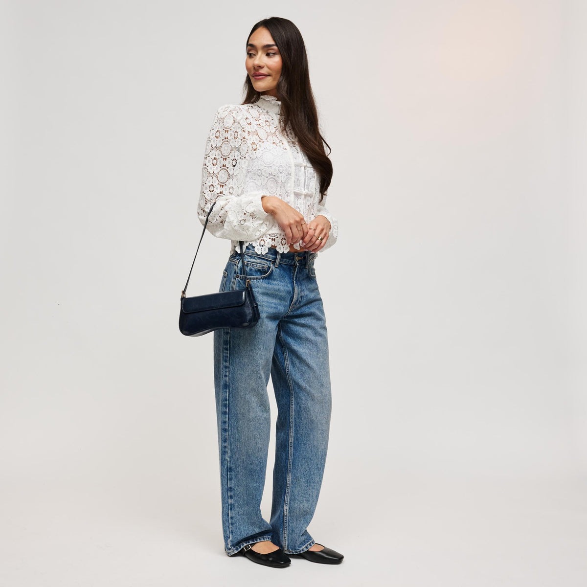 Woman wearing Midnight Urban Expressions Jameson Shoulder Bag 840504212130 View 4 | Midnight