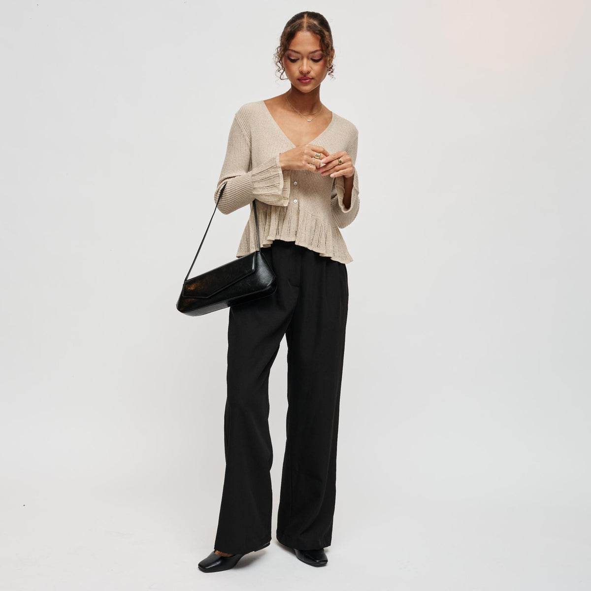Woman wearing Black Urban Expressions Mett Shoulder Bag 840504212673 View 4 | Black