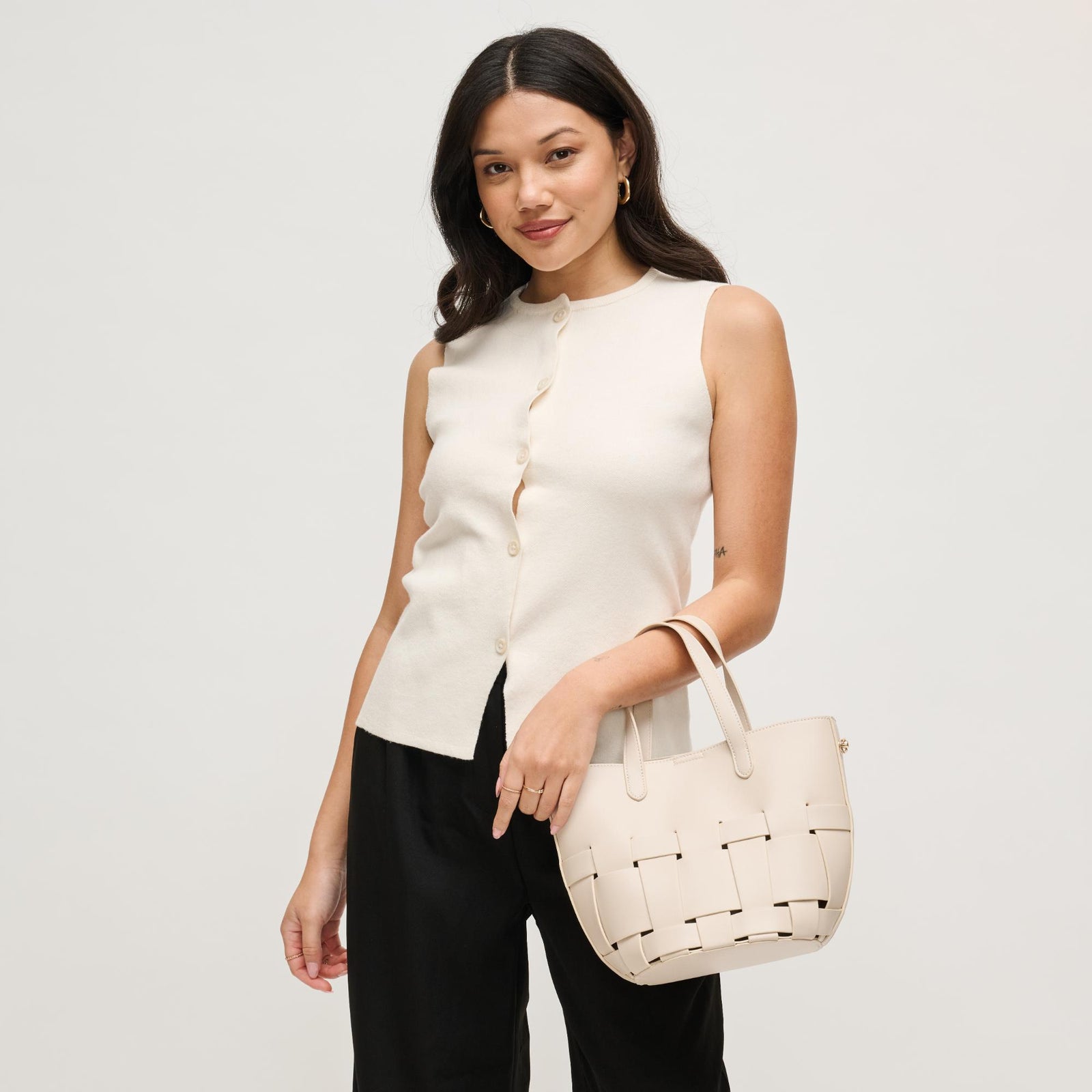 Woman wearing Black Urban Expressions Luca Tote 840504205484 View 1 | Black