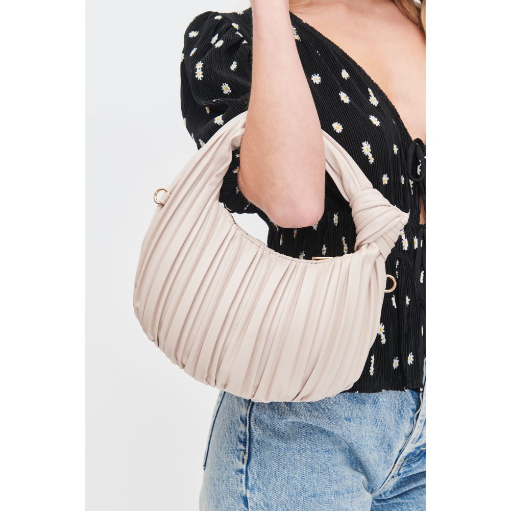 Woman wearing Oatmilk Urban Expressions Fawna  - Pleated Crossbody 840611106414 View 4 | Oatmilk