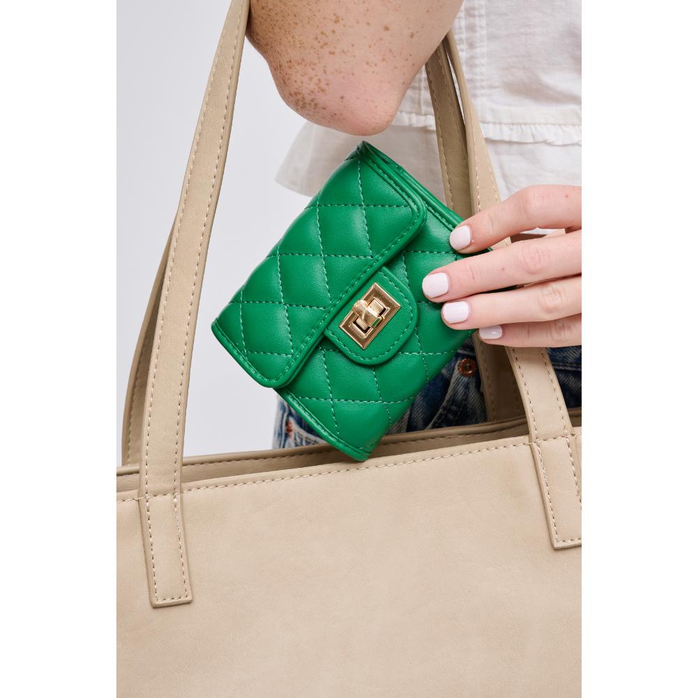 Woman wearing Kelly Green Urban Expressions Shantel - Quilted Wallet 840611121868 View 1 | Kelly Green