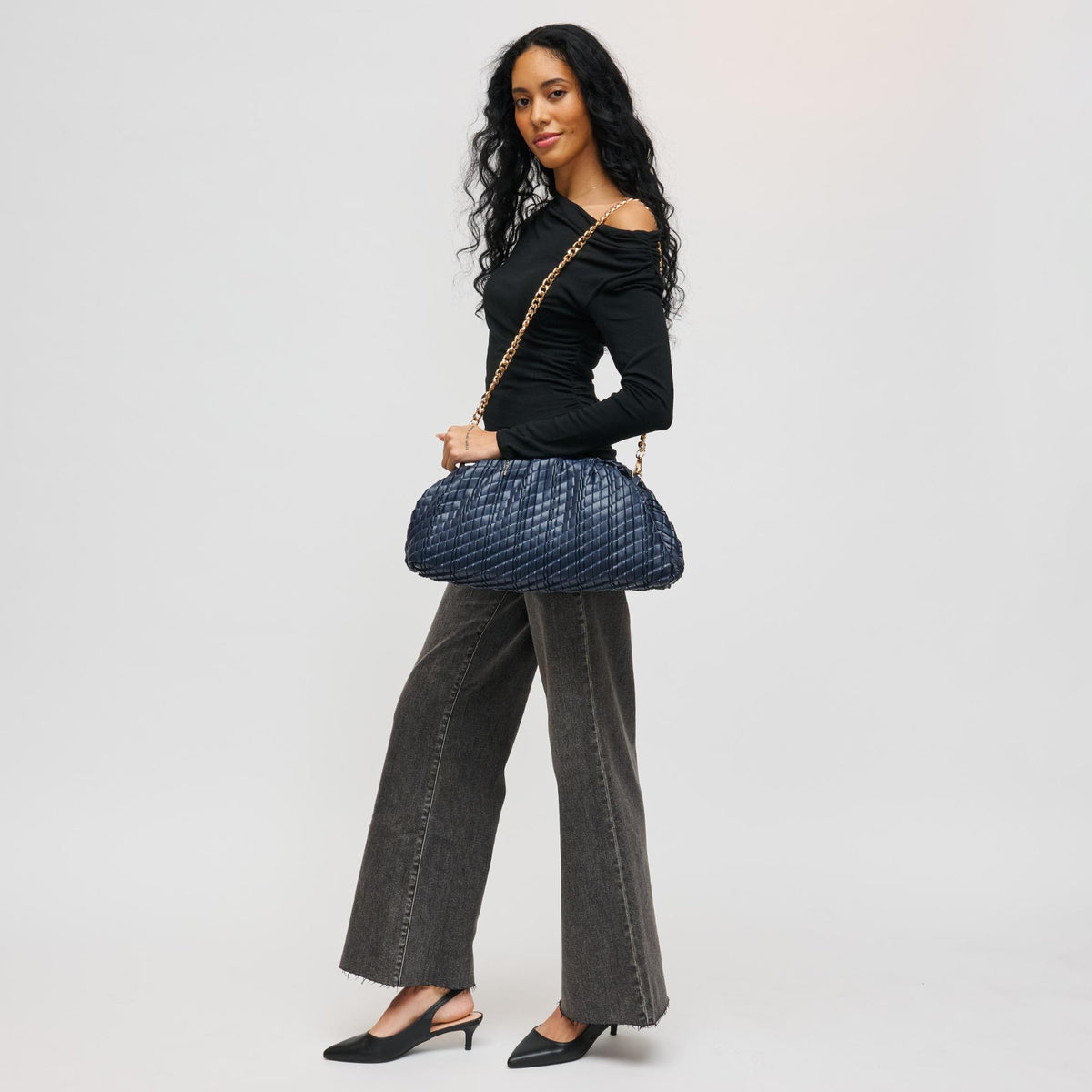 Woman wearing Navy Urban Expressions Veronica Clutch 840611198402 View 2 | Navy