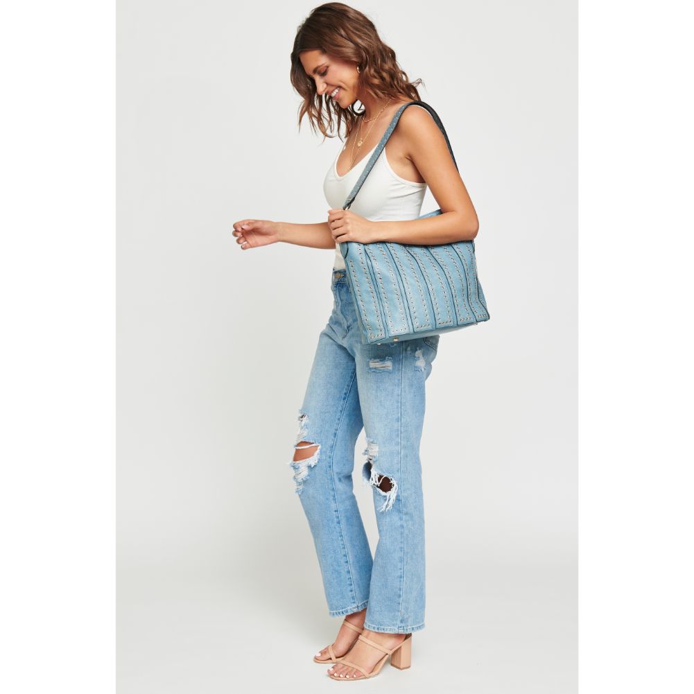 Woman wearing Blue Urban Expressions Nicola Hobo NA-840611126368 View 3 | Blue