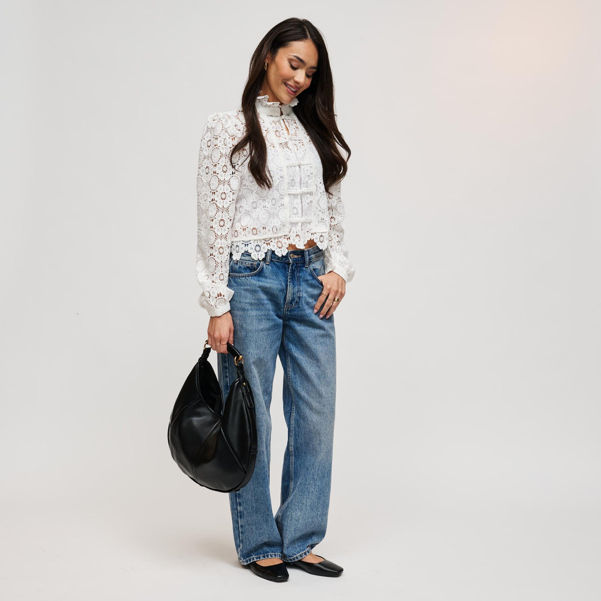 Woman wearing Black Urban Expressions McCarthy - Large Hobo 840504211942 View 4 | Black