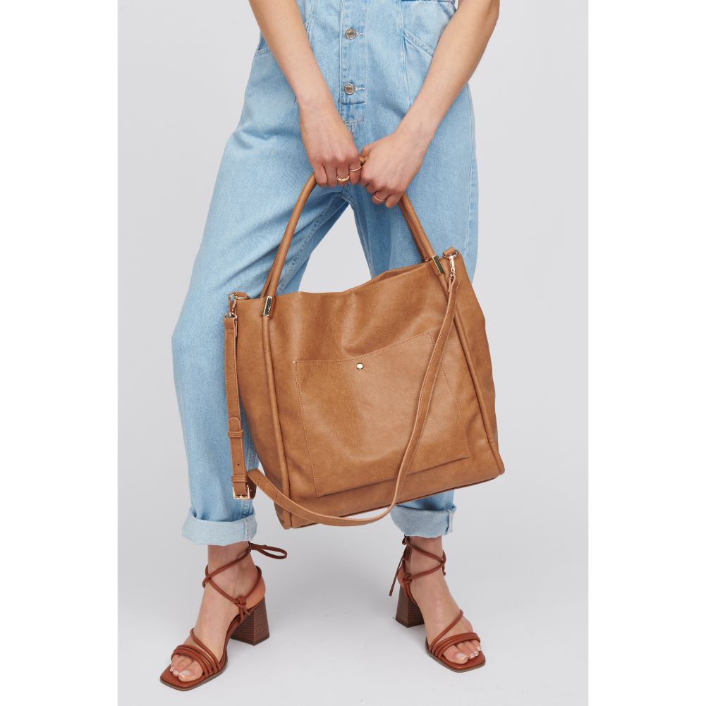 Woman wearing Camel Urban Expressions Deborah Tote 818209016803 View 1 | Camel