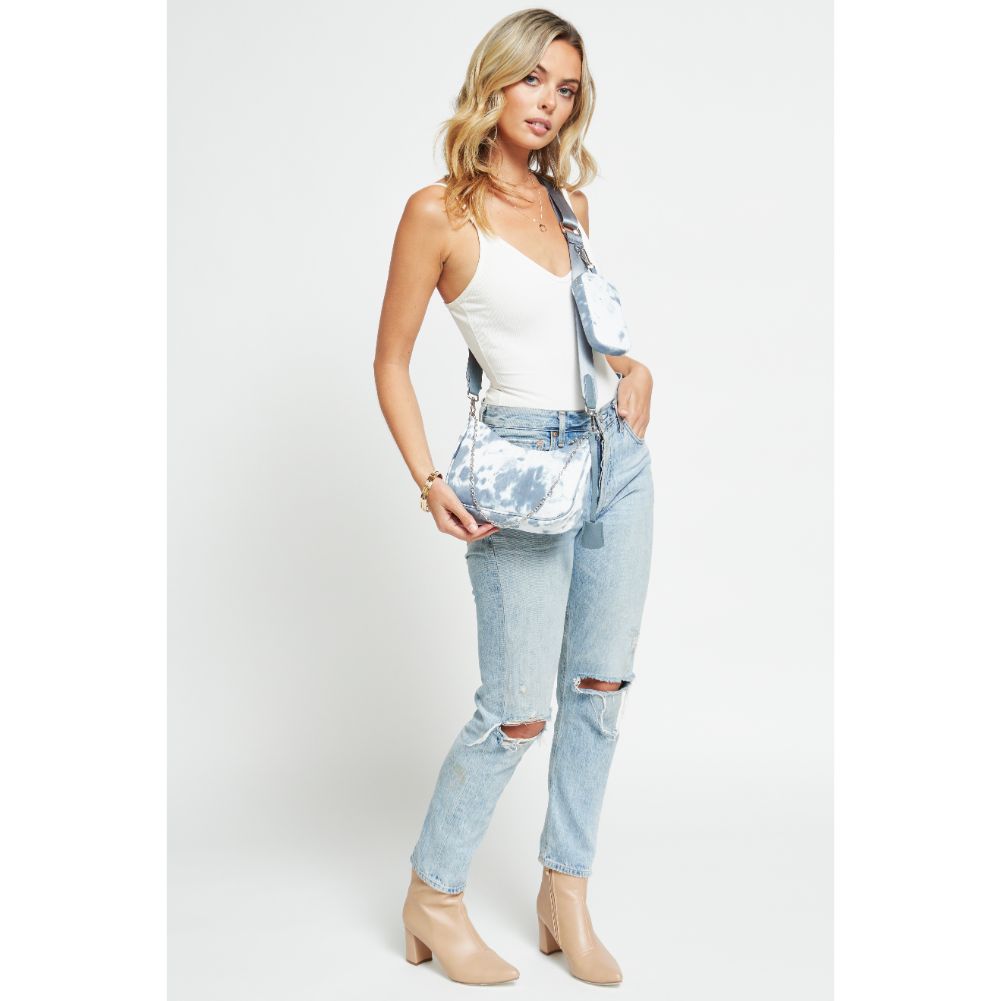 Woman wearing Slate Cloud Urban Expressions Joss - Nylon Crossbody 840611176851 View 3 | Slate Cloud