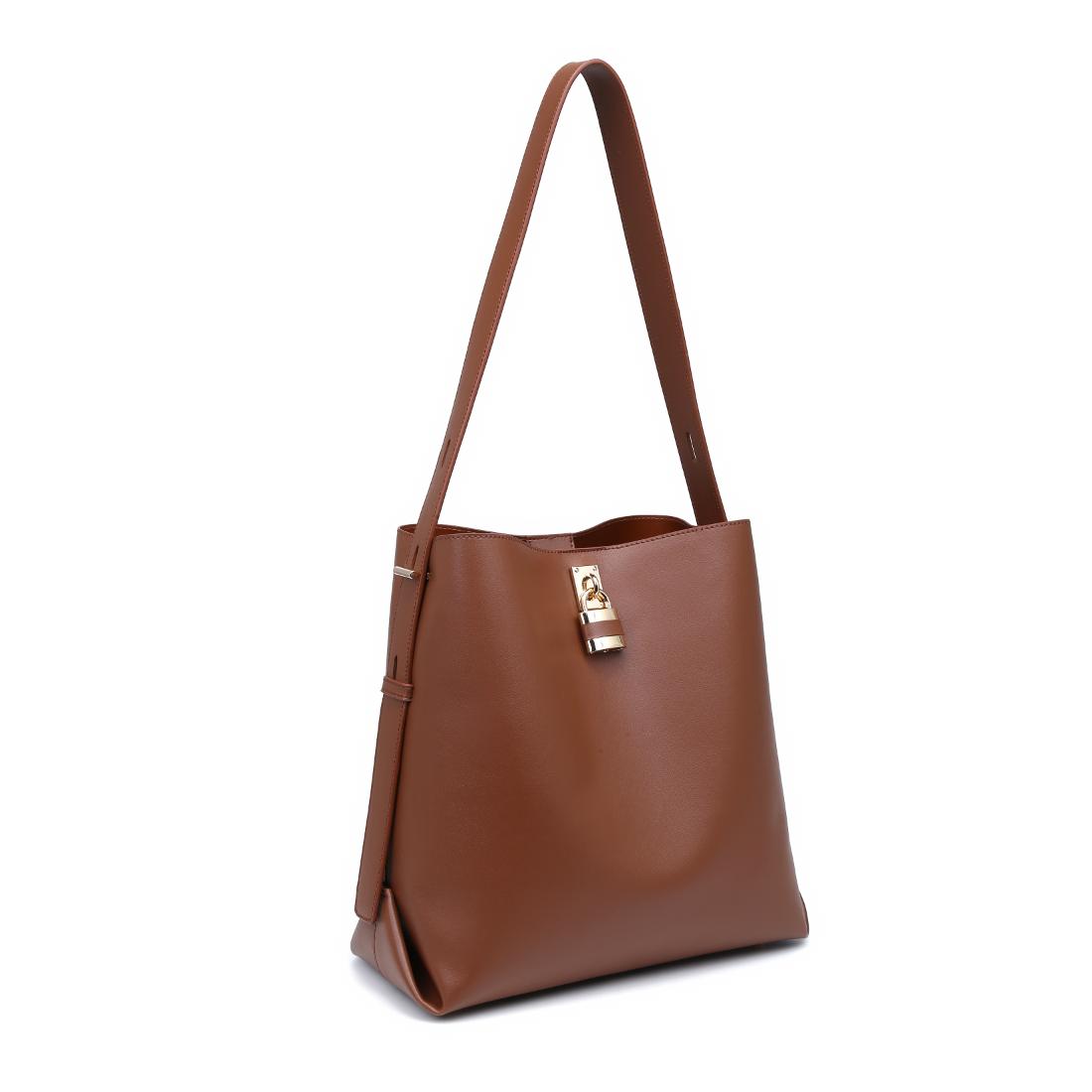 Woman wearing Chocolate Urban Expressions Caroline Hobo 840504208348 View 6 | Chocolate