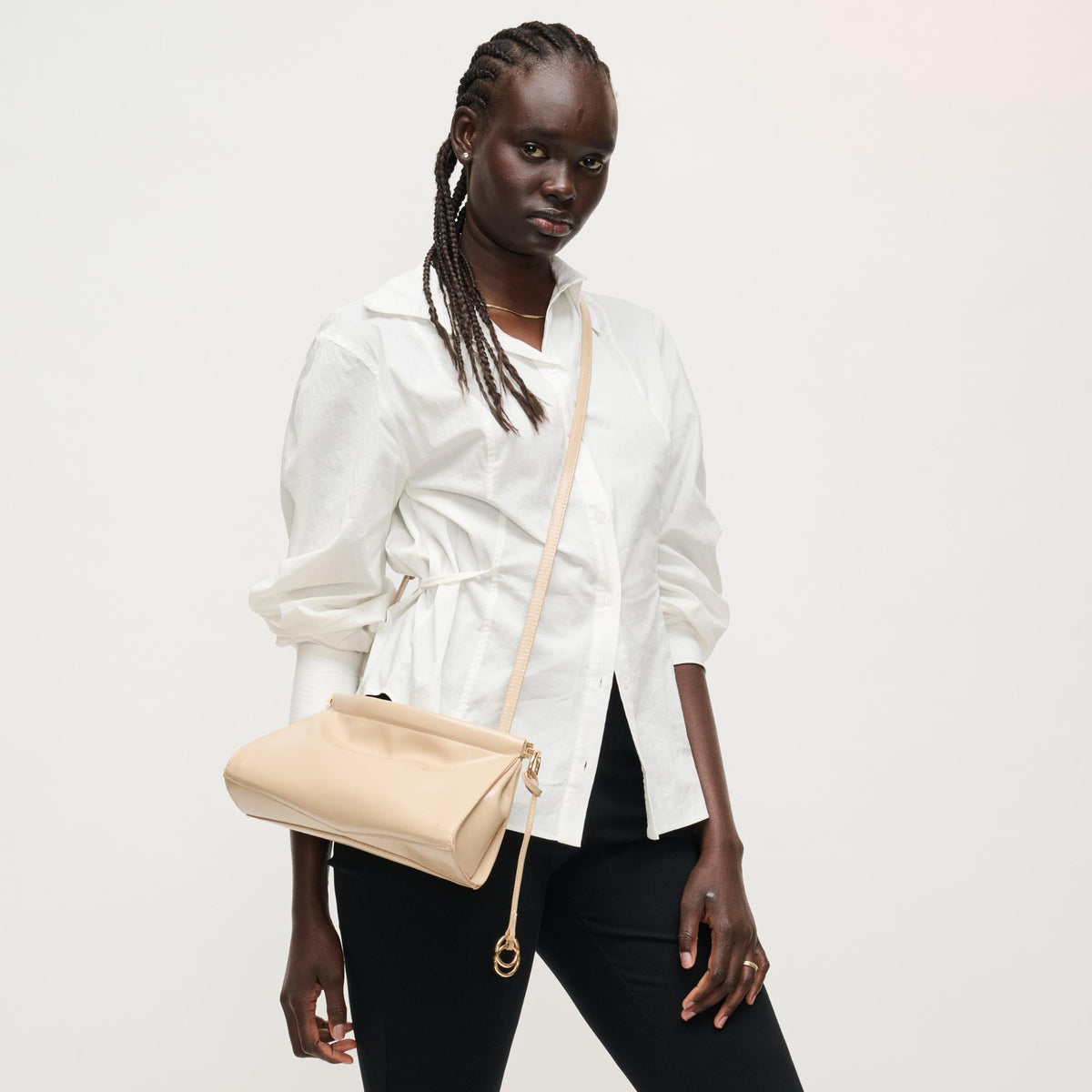 Woman wearing Natural Urban Expressions Elowyn Crossbody 840504208041 View 3 | Natural