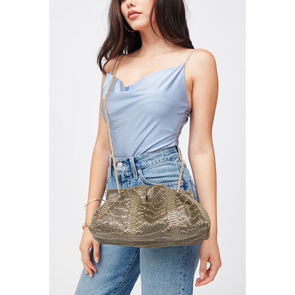 Woman wearing Olive Urban Expressions Keri Clutch 840611185297 View 1 | Olive